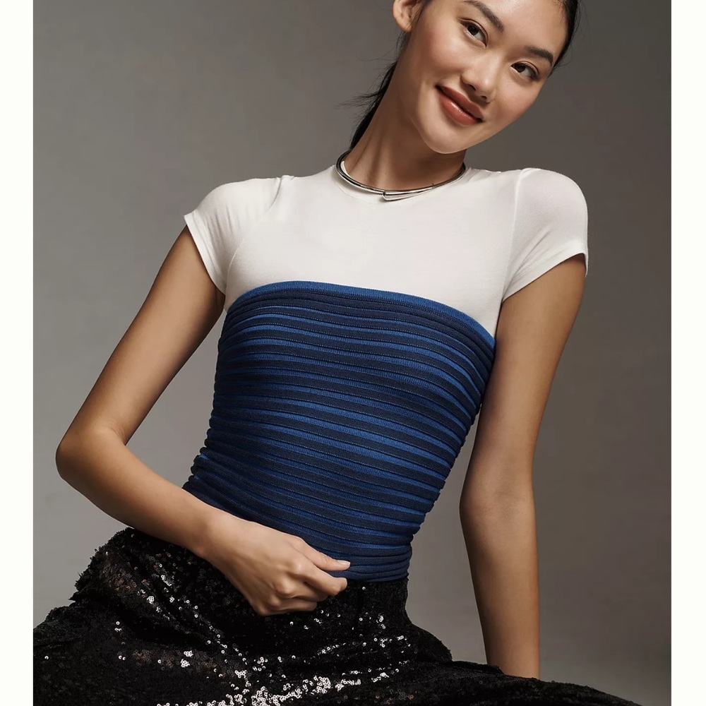 line and dot square tube top
